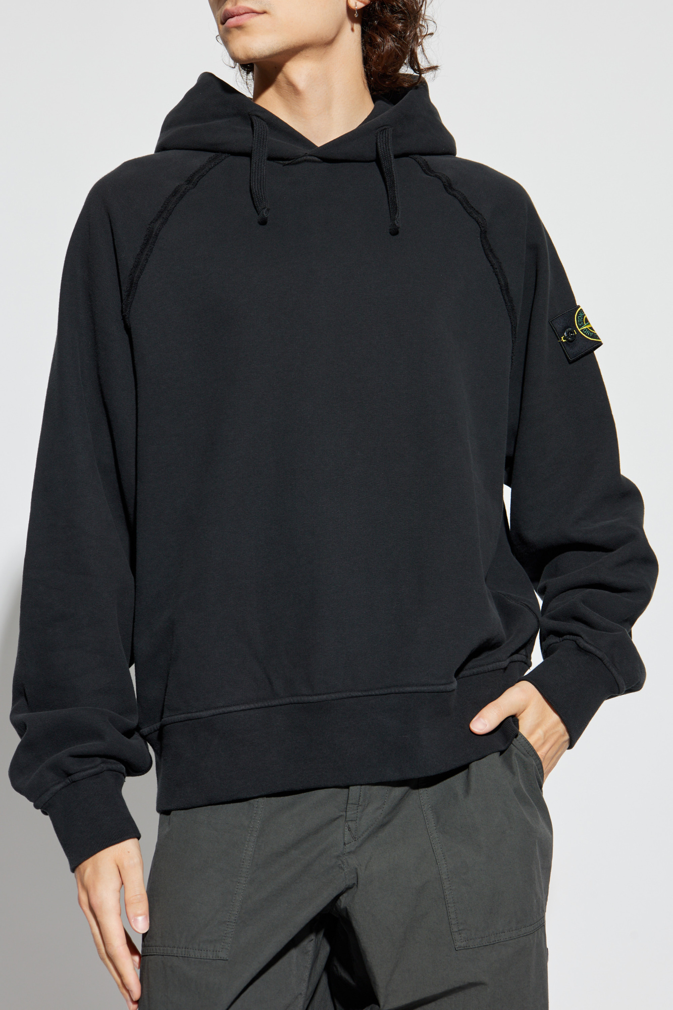 STONE  | SNAP BUTTON LOGO HOODIE BLACK パーカー 黒 Stone Island Logo Men's Hoodie Blue 811566283-V0020